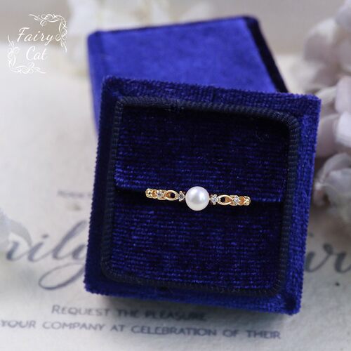 巴黎歌剧院。天然淡水珍珠+雕花锆石戒指925纯银镀金细指环包邮-图1