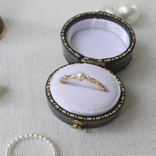 巴黎歌剧院。天然淡水珍珠+雕花锆石戒指925纯银镀金细指环包邮-图3