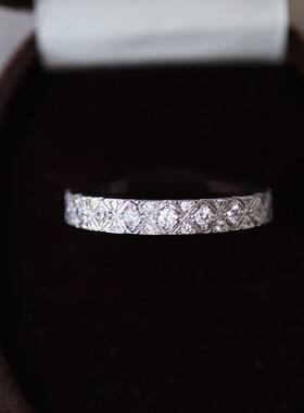 日系小众风格女士复古高质感锆石菱格戒指S925纯银镀金个性不撞款