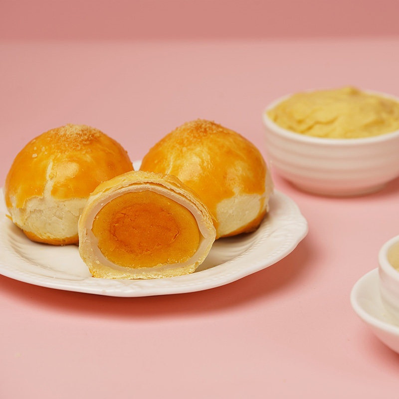 轩妈家蛋黄酥绿豆冰沙味6枚礼盒 果赞食品传统糕点