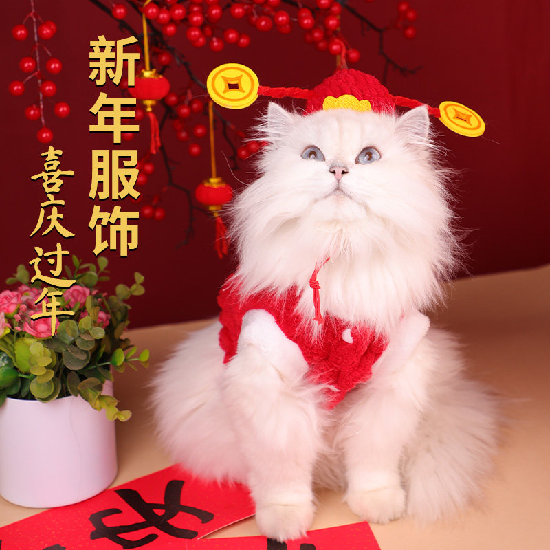 财神帽猫咪新年战袍过年喜庆红装宠物狗狗过年服饰招财猫帽子头套,淘宝优惠券,粉丝福利购,淘宝优惠卷