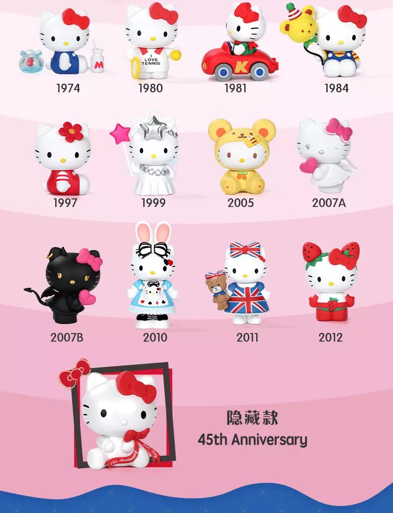 正品POPMART泡泡玛特hellokitty凯蒂猫45周年系列手办公仔盲盒 - 图0