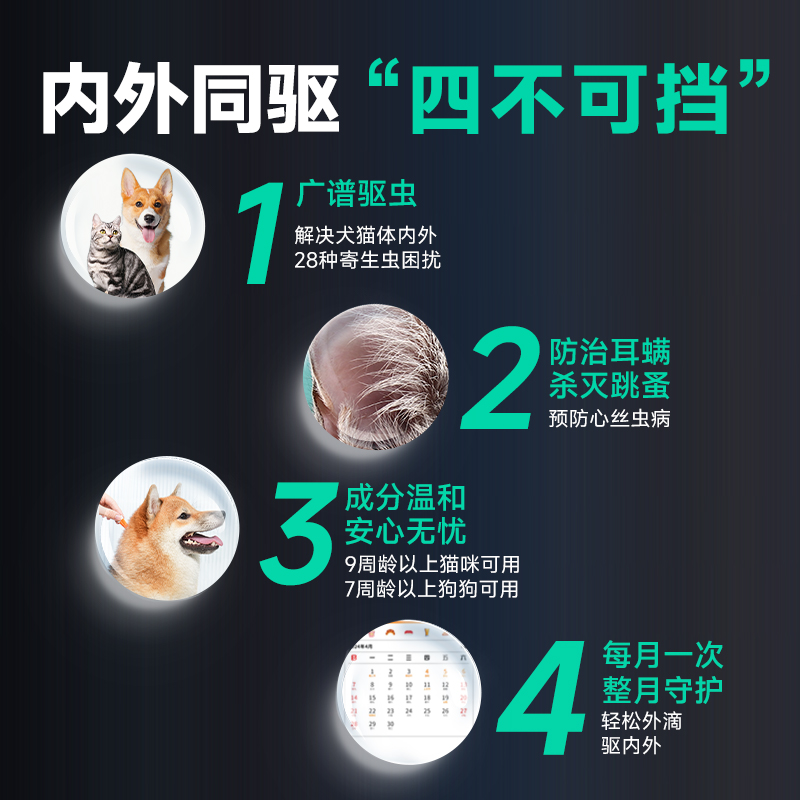 凯锐思猫咪驱虫药体内外一体驱虫宠物犬跳蚤耳螨驱虫滴剂狗狗驱虫