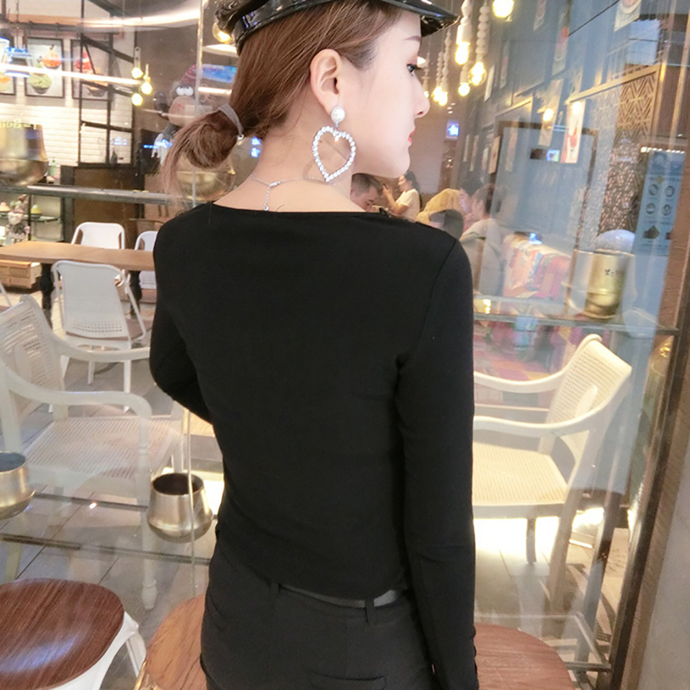 蕾丝低领修身洋气2020春秋新款小衫 承裳韩T恤