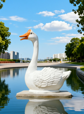 户外仿真白天鹅玻璃钢动物大摆件
