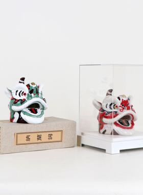新中式舞狮醒狮子头摆件样板房间办公室客厅售楼处软装配饰品摆设