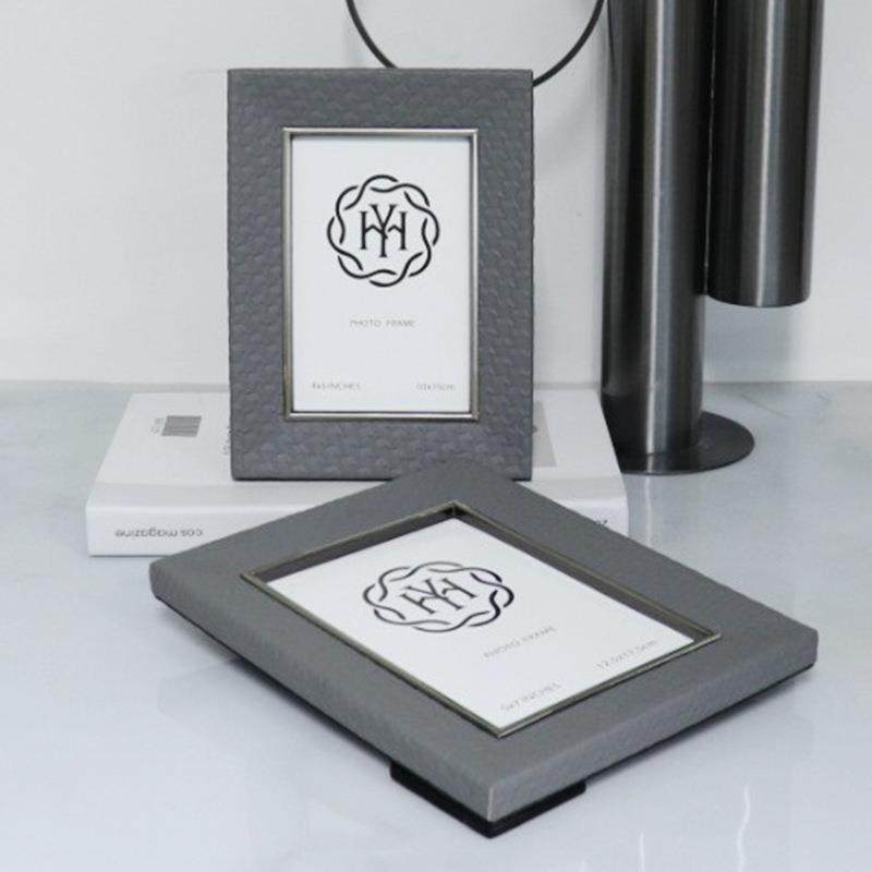 创意欧式皮革玻璃相框灰色高档边框简约画框家居装饰品桌面摆件,淘宝优惠券,粉丝福利购,淘宝优惠卷