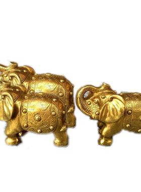 铜大象铜象创意客厅玄关酒柜装饰品黄铜铜摆件摆设金属工艺品