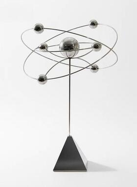 现代轻奢创意小行星球摆件高级感客厅桌面样板间金属工艺软装饰品