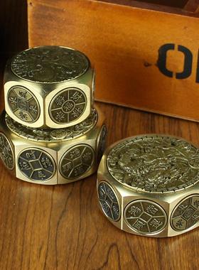 八面转钱十面转龙手把件黄铜工艺解压魔方创意雕刻高档龙年手把件