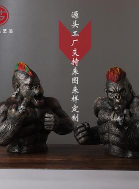 树脂工艺品怒火金刚大猩猩个性创意家居装饰摆件