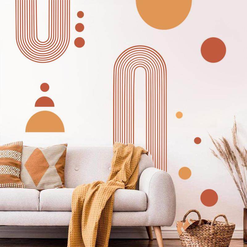 boho拱门客厅沙发背景装饰墙贴波西米亚几何线条贴纸PVC墙纸,淘宝优惠券,粉丝福利购,淘宝优惠卷