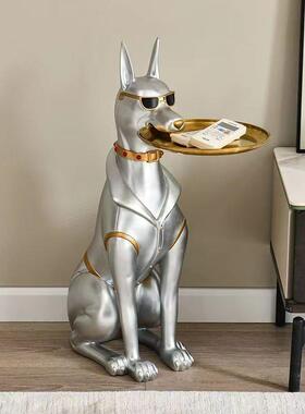 厂家门店高杜宾犬托盘电视柜托盘乔迁狗摆件装饰送礼落