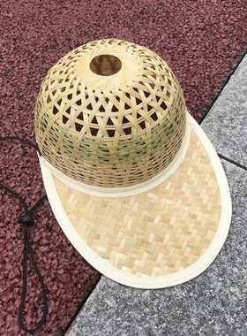 竹编透气田园劳动遮阳帽