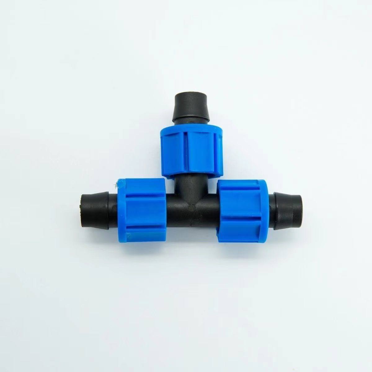 锁母三通(配件料) 16/20锁母滴灌带三通,pe快接三通滴灌接头4分 - 图0