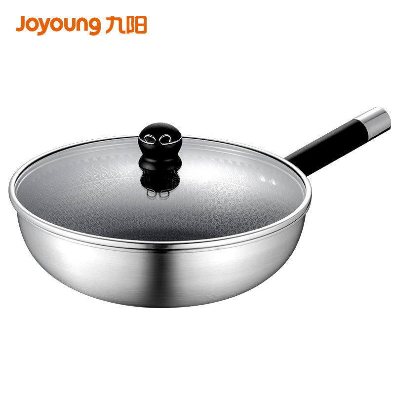 九阳悟空不粘锅炒锅家用304不锈钢炒菜锅电磁炉煤气灶平底锅锅具 - 图0