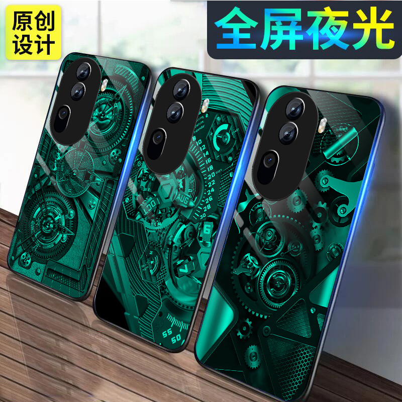 运转核心适用于opporeno11手机壳夜光Reno11pro钢化玻璃男潮牌酷个性高级0pp0全包镜头防摔轻薄硅胶保护外壳 - 图2