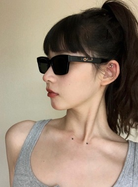 新款196联名jennie同款墨镜复古韩版镜腿镂空圆脸网红太阳眼镜潮