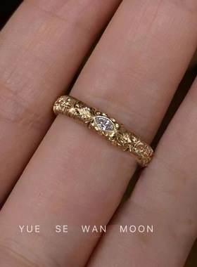 【伊甸园夜晚】vintager中古枝叶缠绕调金闪钻戒指万缕藤蔓食指戒