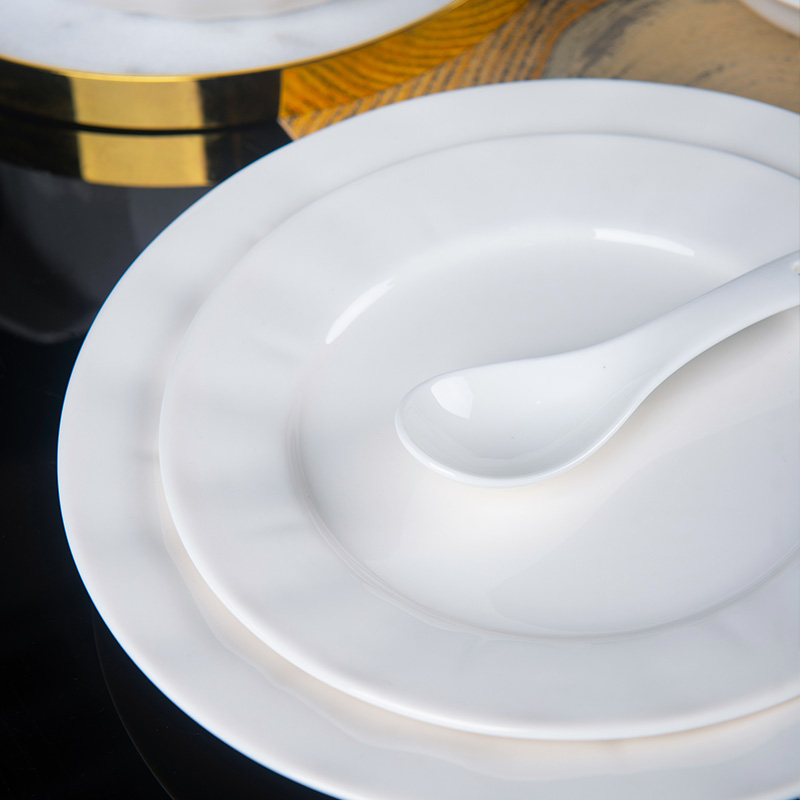 釉下彩餐具2024新款碗碟套装家用景德镇高温碗筷纯白陶瓷瓷器盘子-图3