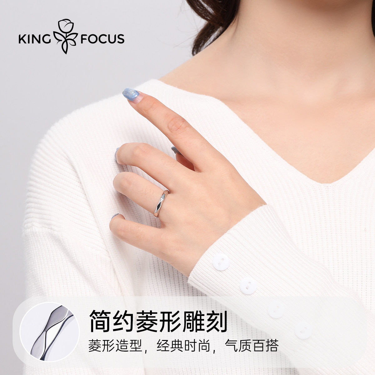 纯银一对情侣款小众设计感情侣戒指 秦福炫戒指/指环