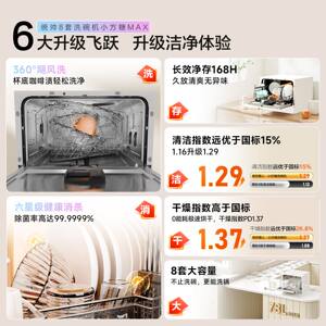 [锅碗同洗]海尔出品统帅小型洗碗机小方糖MAX台式嵌入8套家用除菌
