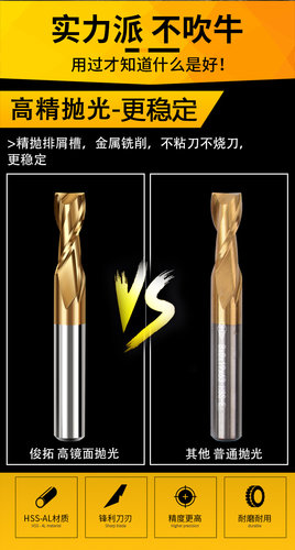 DHZ西南翔和直柄白钢键槽立铣刀全磨制超硬含钴镀钛涂层2刃键槽 - 图3