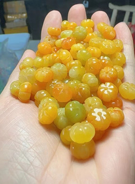 天淼玉器金丝玉黄翡翠南瓜莲花
