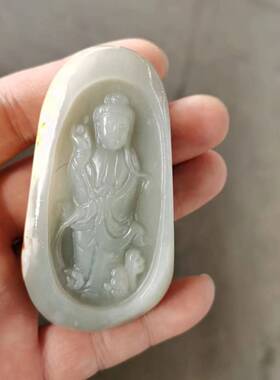 天淼玉器观音手把件和田玉送证书