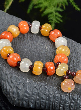 天淼玉器竹节手链佛珠108金丝玉