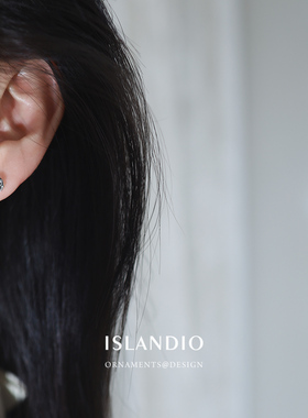 ISLANDIO水墨暗黑玫瑰纯银耳钉女