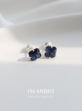 ISLANDIO纯银蓝宝石中性小众耳钉