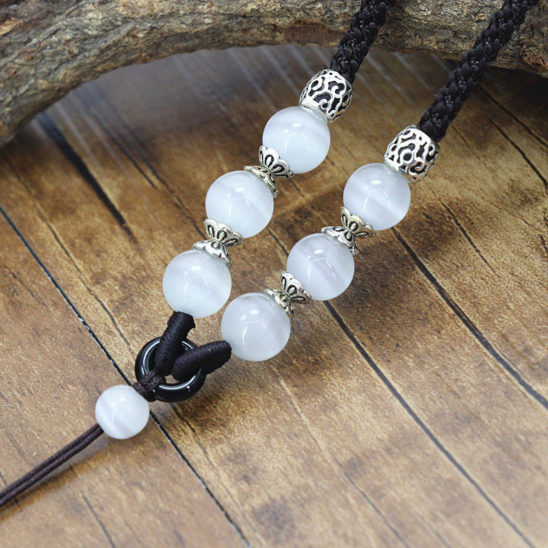 惊爆黑曜石挂绳项链绳挂件绳玉器翡翠虎眼石吊坠绳六六顺系列包邮 - 图1