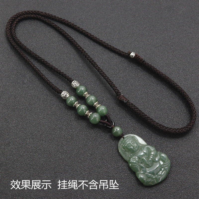 惊爆黑曜石挂绳项链绳挂件绳玉器翡翠虎眼石吊坠绳六六顺系列包邮 - 图0