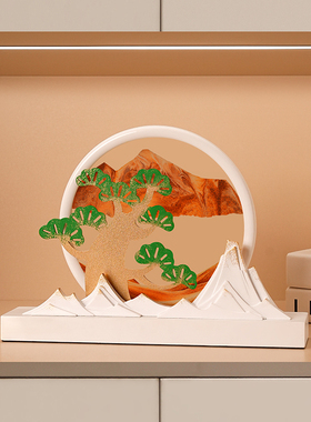 树脂材质青松流沙画装饰物送朋友