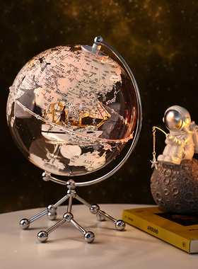 透明地球仪摆件客厅轻奢高档家居电视柜玄关入户饰品乔迁新居礼物