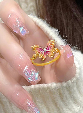 越南沙金缤纷蝴蝶麻花镂空戒指小众轻奢复古宫廷气质高级感指环