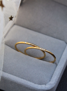日韩时尚钛钢戒指女小众轻奢ins简约设计素圈指环不掉色