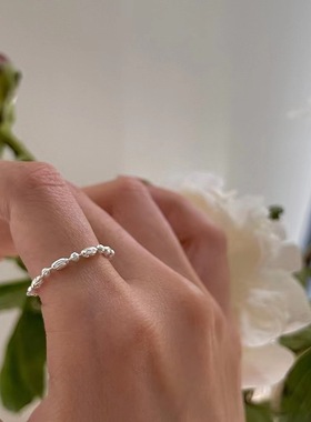 抽拉软链条戒指ins小众设计简约百搭可调节食指戒个性百搭925镀银