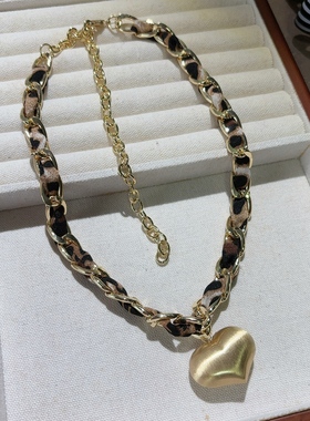 欧美饰品气质绒布链条吊坠复古爱心百搭项链