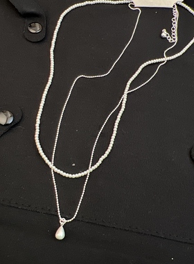 新款双层叠戴珍珠项链桃心爱心