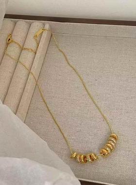 韩版ins设计感金属圆珠珠项链女气质简约百搭锁骨链冷淡风项链潮