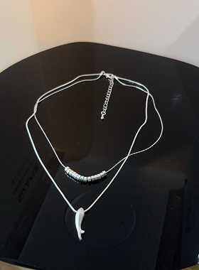 轻奢网红.双层蛇骨链银色小鱼儿项链女时尚极简风小众高级颈链