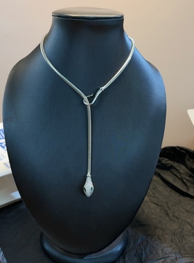 设计师款蛇骨锆石项链女轻奢小众锁骨链银色金属颈链