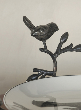 铁艺陶瓷小鸟果盘甜品收纳摆件