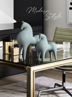 砂岩简约轻奢办公室唐马造型摆件