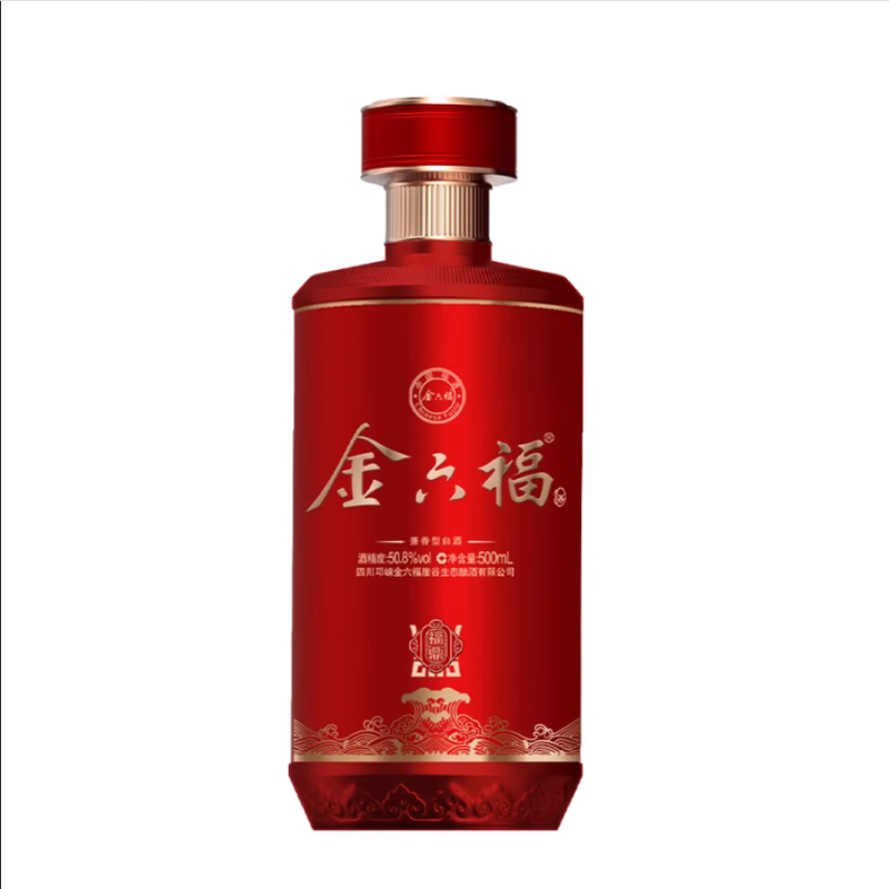 金六福50.8度福鼎高度兼香型白酒整箱500ml*6瓶纯粮食婚宴喜酒