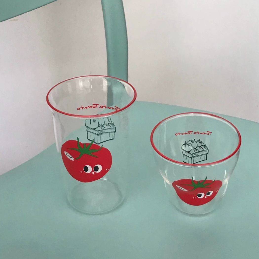 可爱红色番茄玻璃杯女家用耐热喝水杯子ins果汁啤酒牛奶咖啡杯,淘宝优惠券,粉丝福利购,淘宝优惠卷