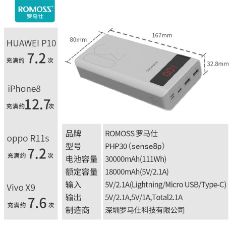 Romans Power Bank Mah Fast Charge Version Romans Custom Pattern Rothsma Animation Two Yuan 30 000
