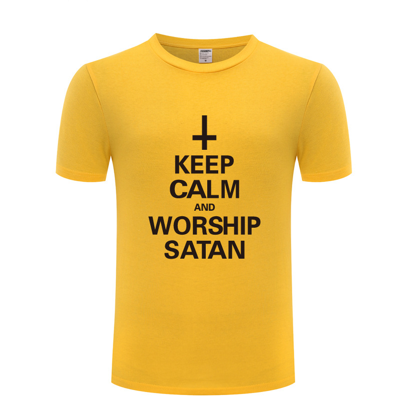 男式T恤 Keep Calm and Worship Satan- Demon Gothic Emo 666-图3